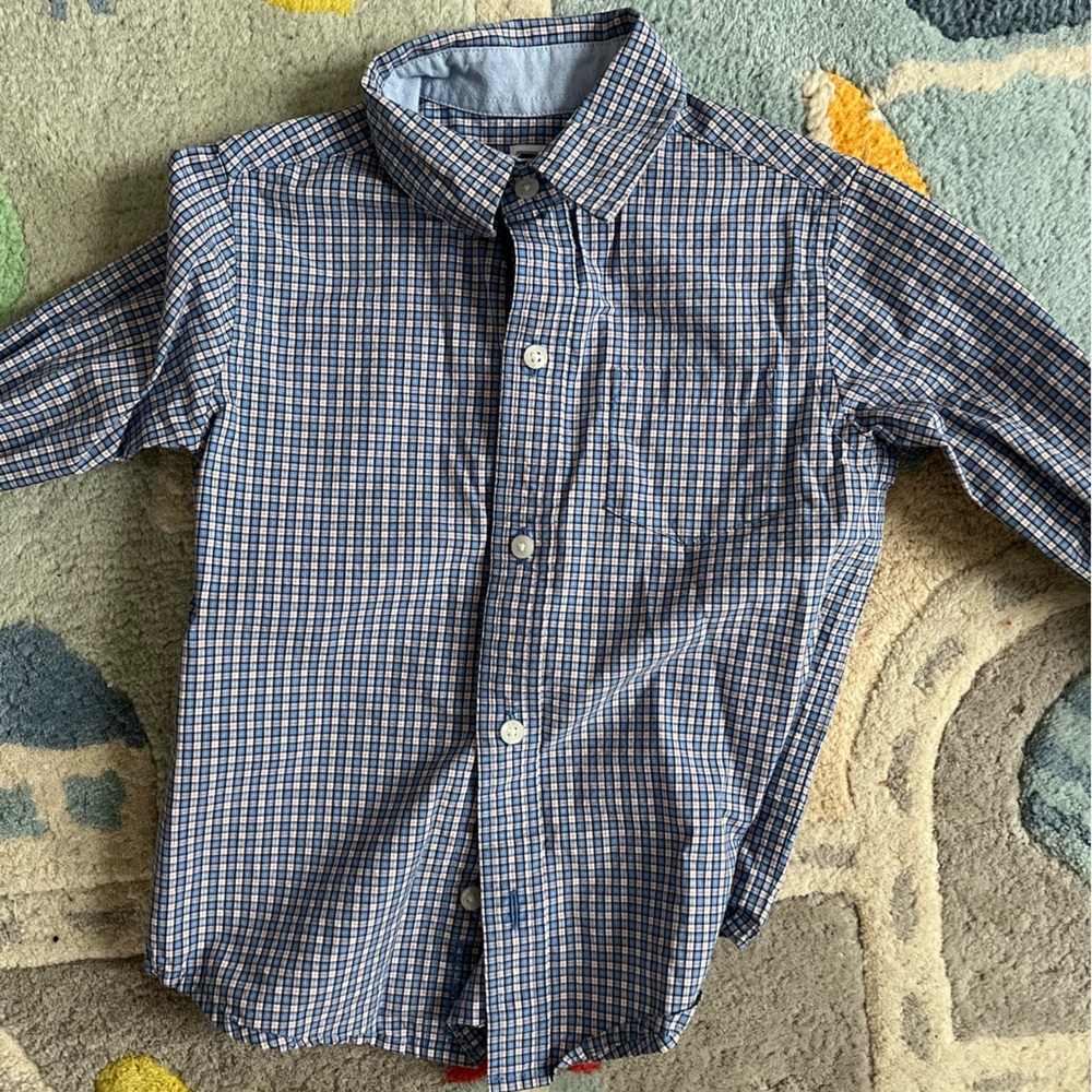 Janie and Jack Checkered Blue and White Button Down Shirt
